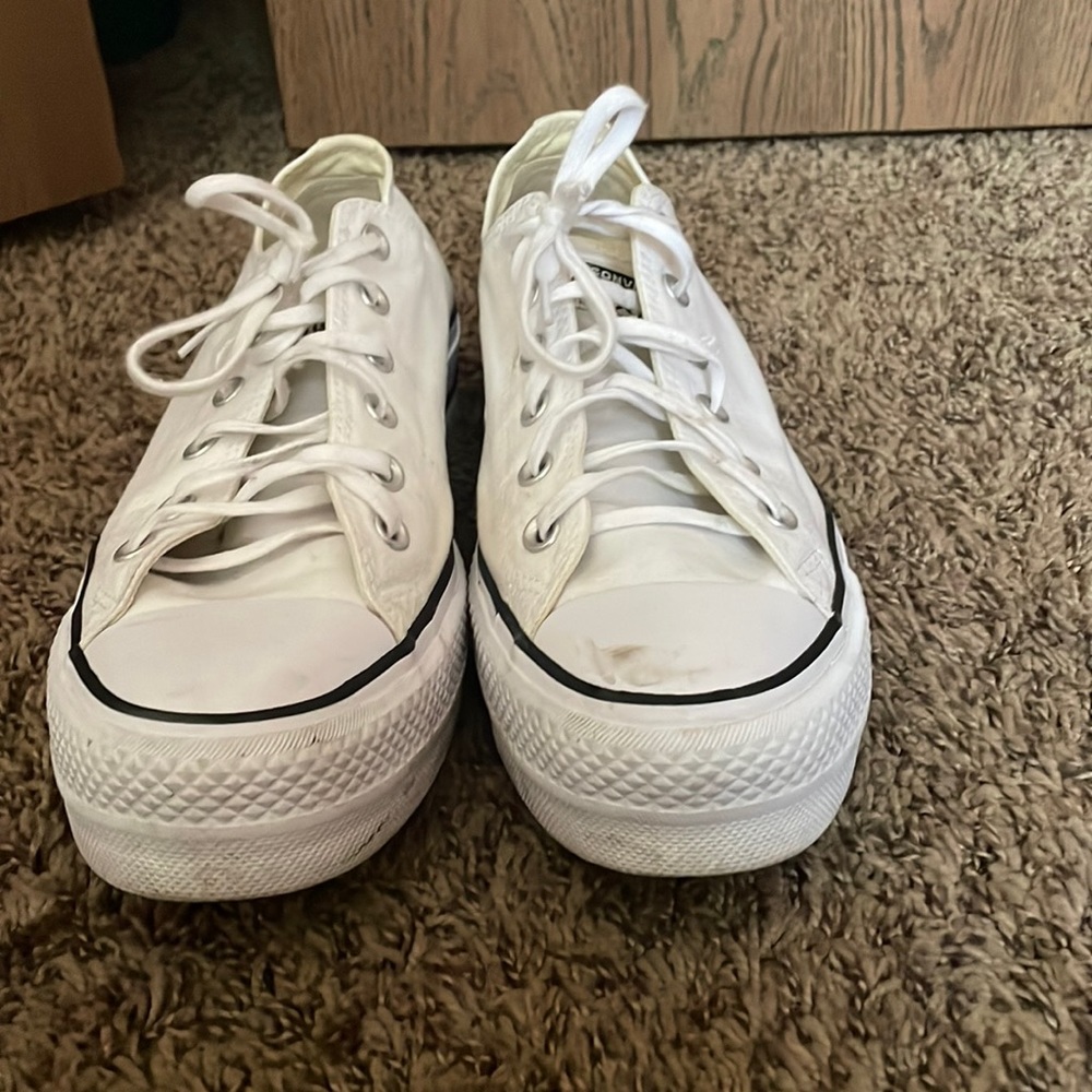 White Platform Converse Low Top - image 1